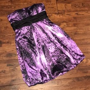 JUMP S purple/black strapless shirt dress w/bow
